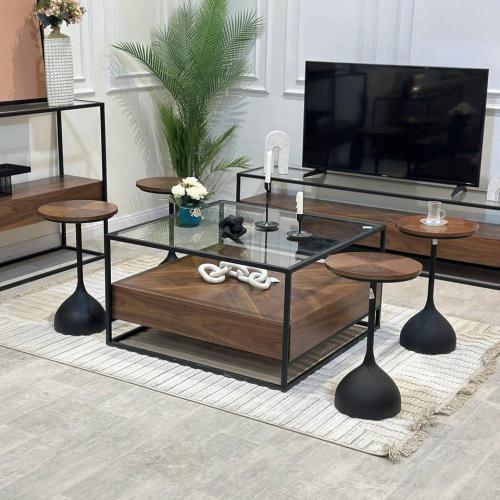 طقم طاولات قشرة جوز الهند 5 قطع