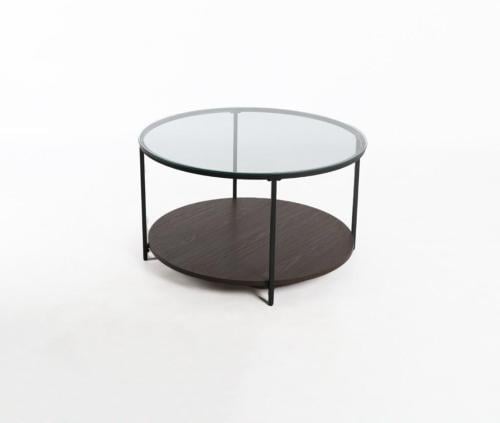 طاوله ضيافه رفين خشب فوق قزاز شفاف