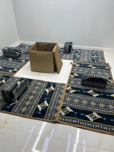 طقم ٤ مدات ٤ مراكي بشنطه قماش تركي  الاصالة ازرق