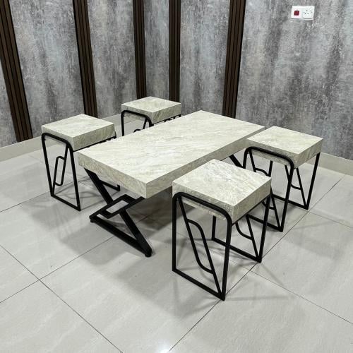 طقم طاولات ضيافه  حديد بسطح بديل الرخام