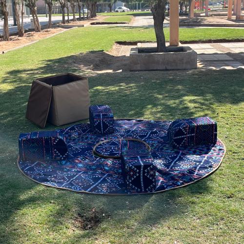 طقم مدات دائريه بشنطه لون ازرق