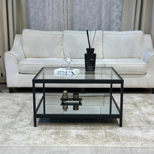 طاولة دورين مربع زجاج مع مرايا