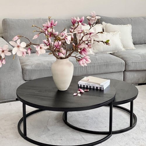 طقم طاولتين بسطح خشبي