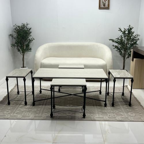 طقم طاولات ضيافه  بديل الرخام1+4