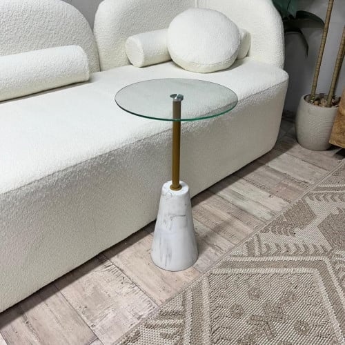 طاوله خدمه زجاج شفاف قاعده رخام