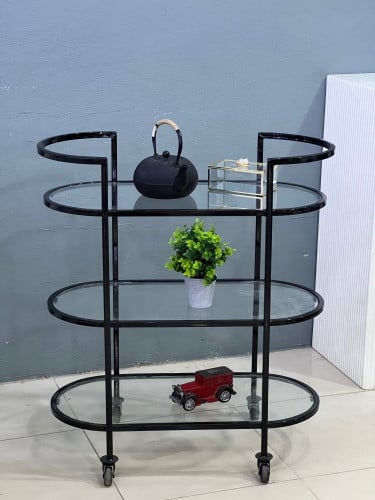 عربية تقديم أسود زجاج شفاف 3 دور