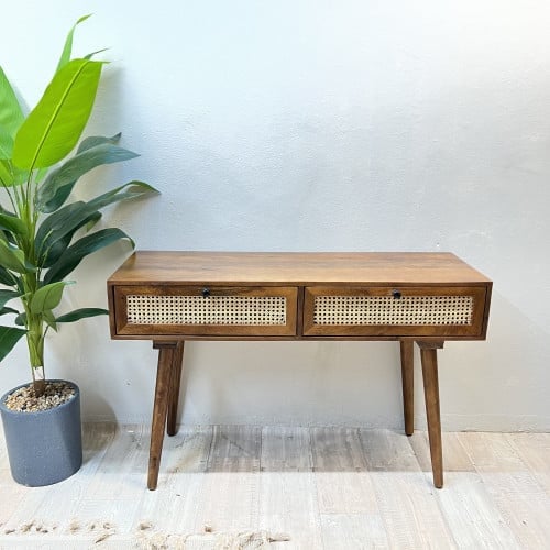 تسريحه خشب طبيعي مع راتان