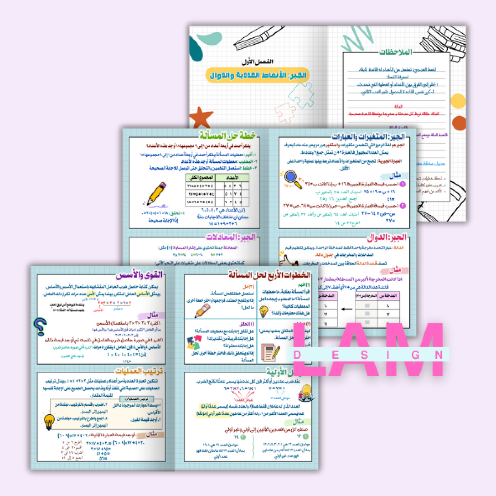 مطويات رياضيات سادس الترم الاول كامل
