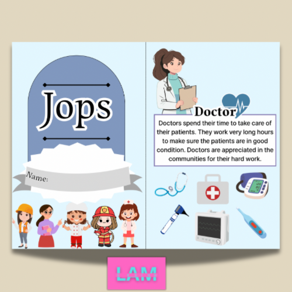 مطوية jops مع تعبير عن مهنة الدكتورة