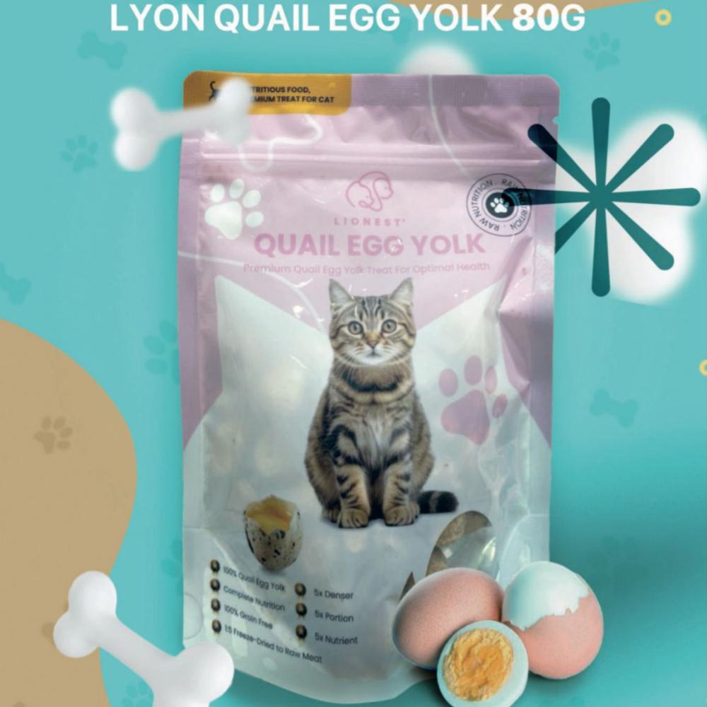 ليون صفار بيض السمان المجفف بالتبريد 80 جرام للقطط