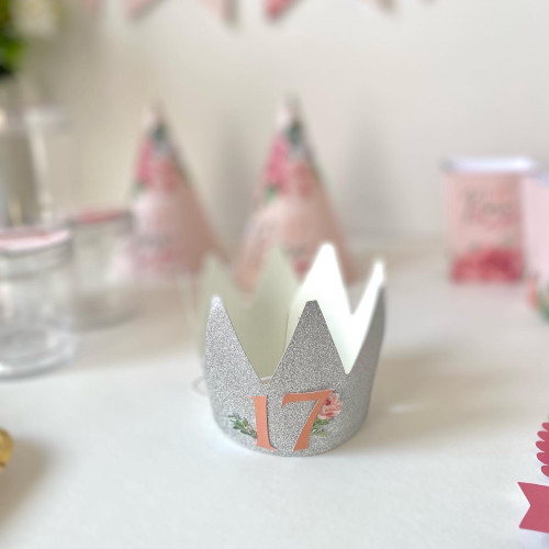 تاج فتاة الميلاد فضي -ثيم الورد