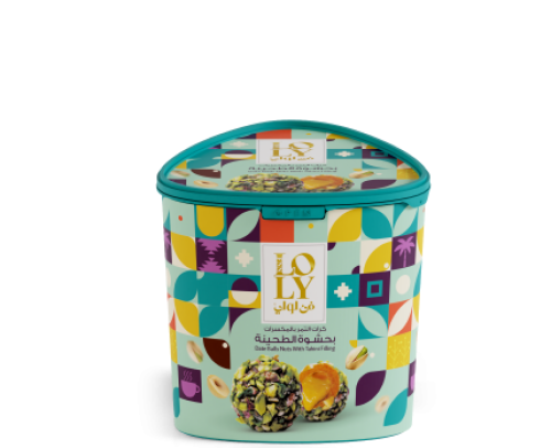 كرات تمر فن لولي مكسرات  بحشوة الطحينة