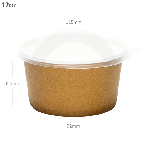 كوب شوربة 12 اونص بني ورق ابيض مع غطاء حراري 500 حبة