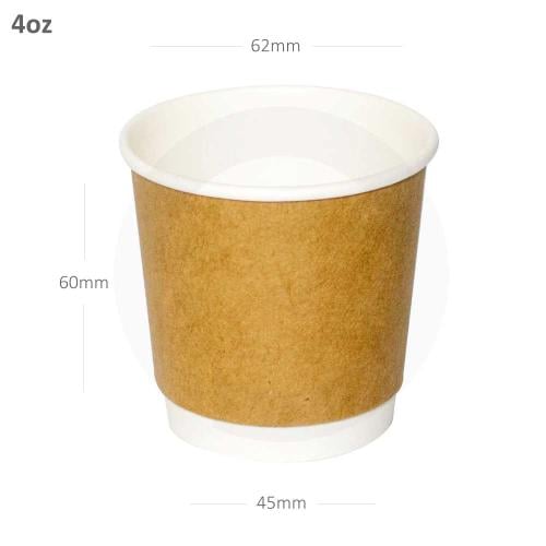 4oz Double Wall White Kraft Paper Cup 500/ctn
