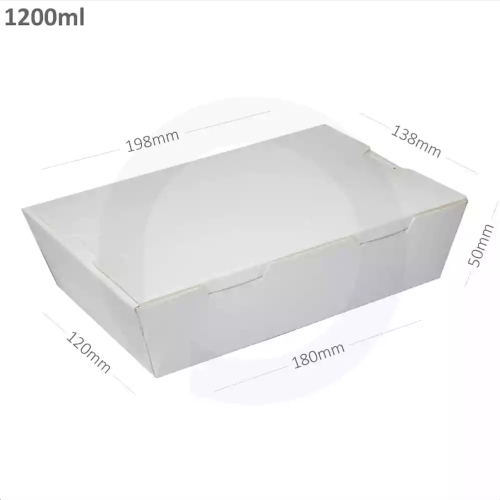 علبة طعام 1200 مل ورق أبيض 200 حبة