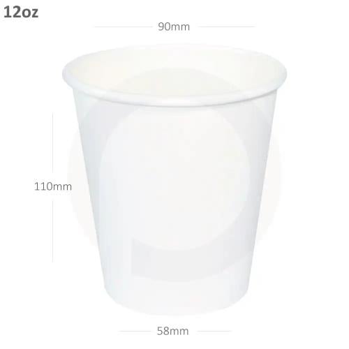 12oz Single Wall White Paper Cup 1000/ctn