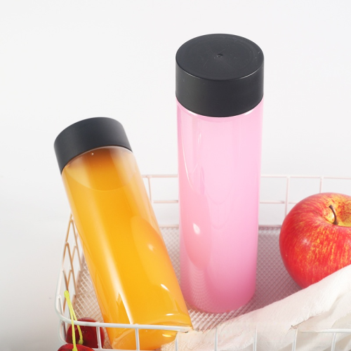 قارورة عصير 400 مل بلاستيك شفاف بغطاء بلاستيك اسود 100 حبة