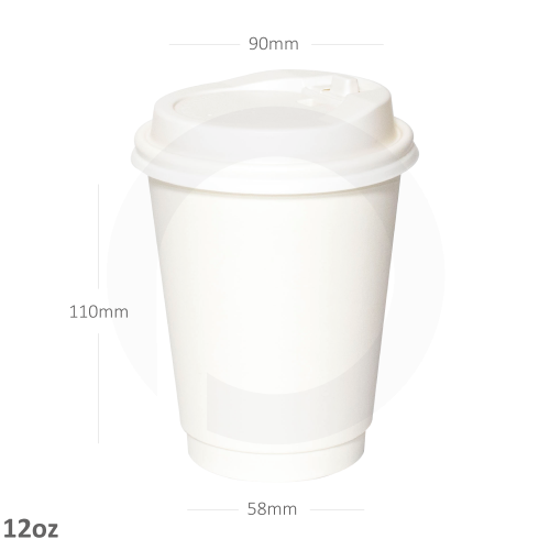 Double Wall Black Compostable Paper Cup - 16oz D:3.5in H:5.4in - 500 pcs -  Packnwood