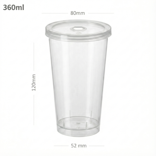 كوب عصير 360 مل بلاستيك حراري مع غطاء حراري 500 حبة