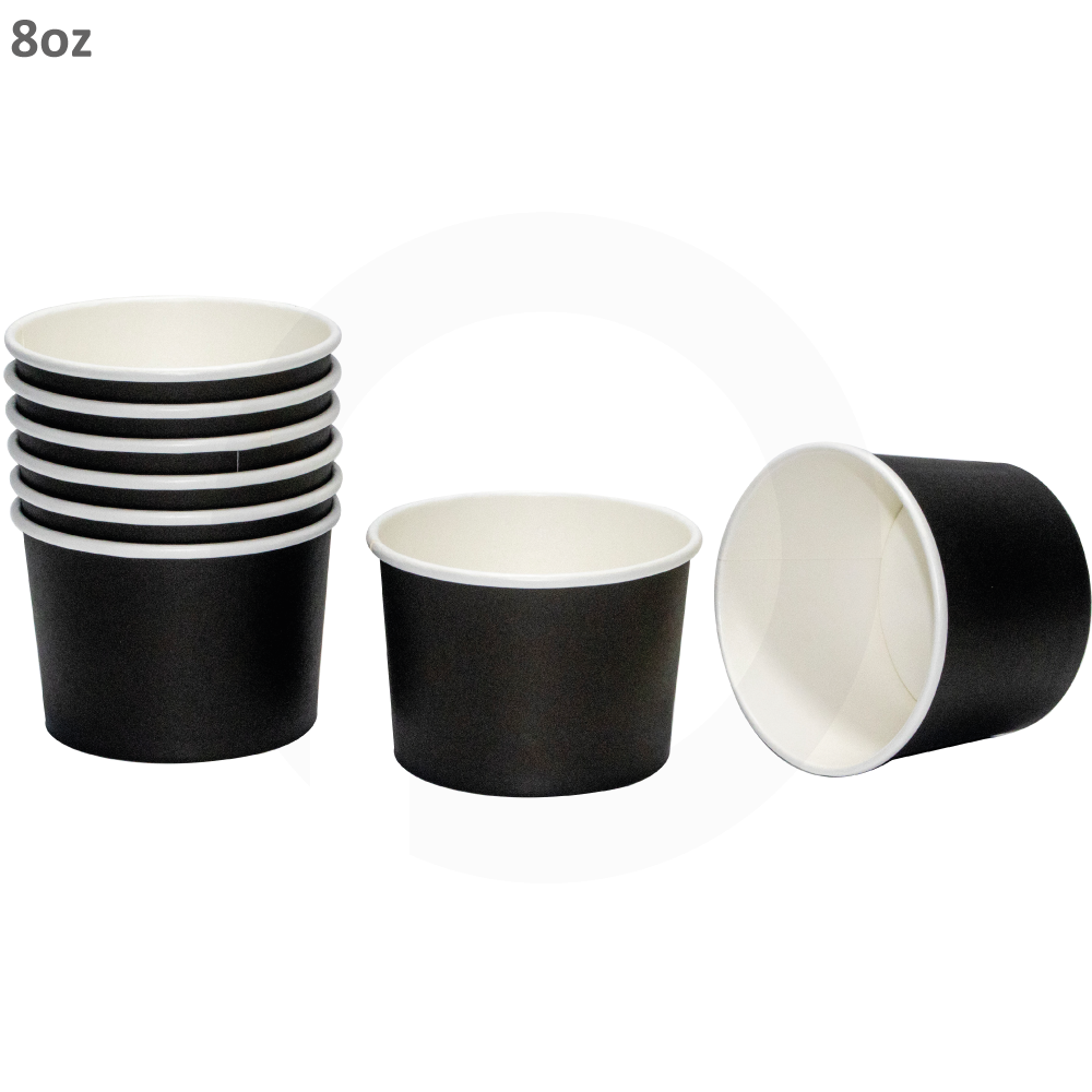 Black - 8oz White Paper Soup Cup 500/ctn - MJDPAK Disposables Food