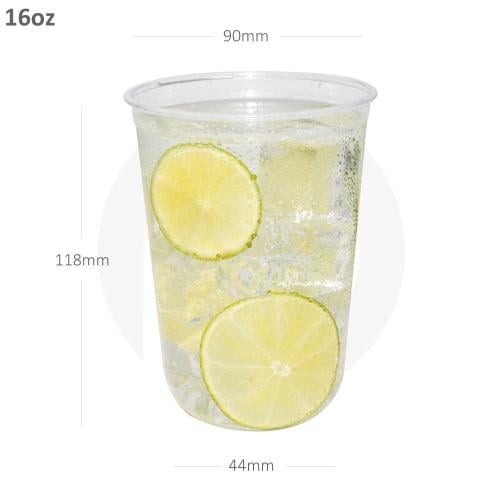16oz 90mm PET Plastic U Shape Cup 1000/ctn