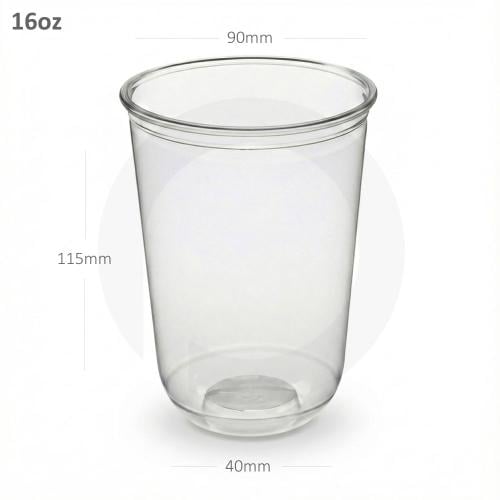 16oz/500ml PET Plastic U Shape Cup 1000/ctn