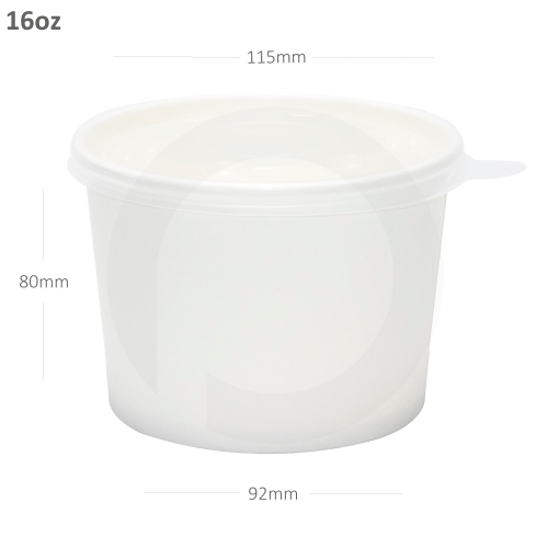كوب شوربة 16 اونص ورق ابيض مع غطاء حراري 500 حبة