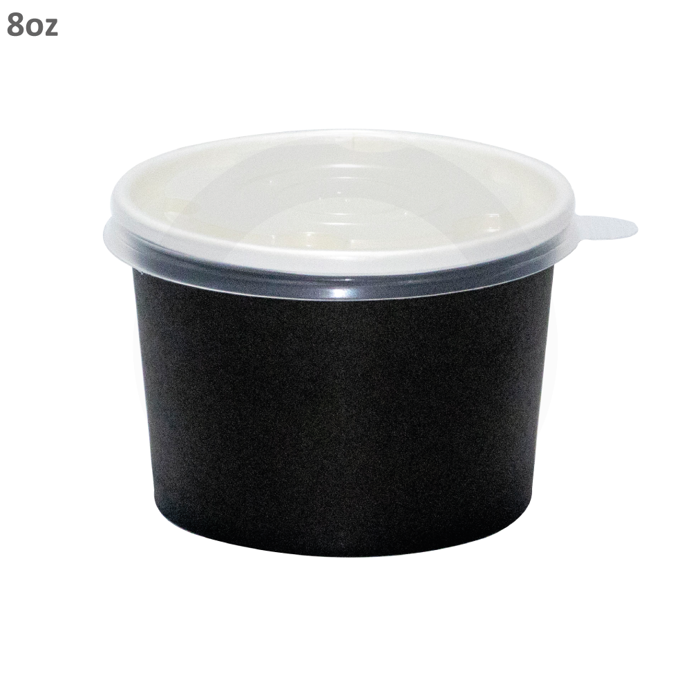 8 Oz./12 Disposable White Paper Soup Containers With Plastic Lids