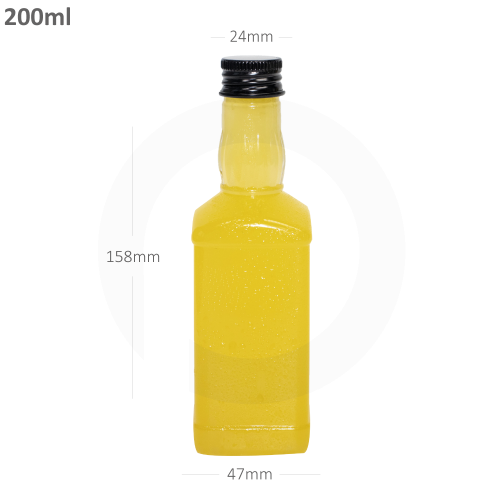 200ml PET Plastic Bottle with Black Alu Cap 200/ctn