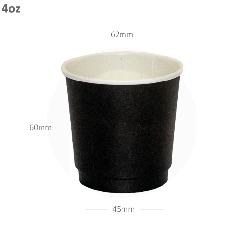 Black - 4oz Double Wall White Paper Cup 500/ctn