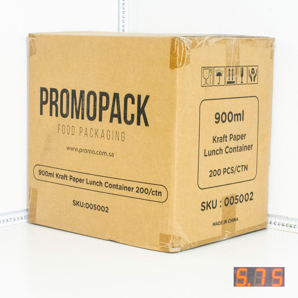 900ml Kraft Paper Lunch Box 200/ctn - MJDPAK Disposables Food Packaging