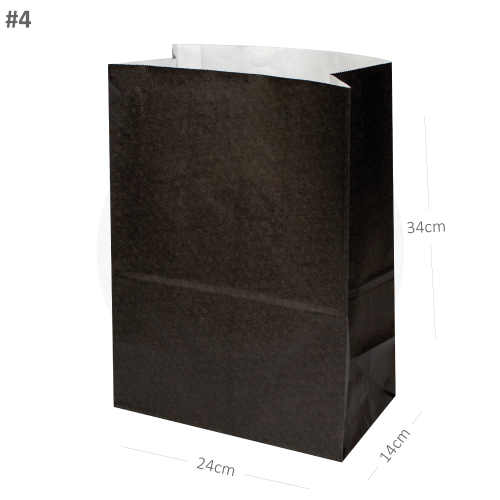 Black - #4 White Paper No Handle Bag 200/ctn