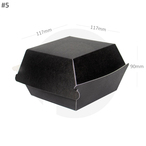 Black - #5 Burger Kraft Paper Box 117×117×90H mm 200/ctn