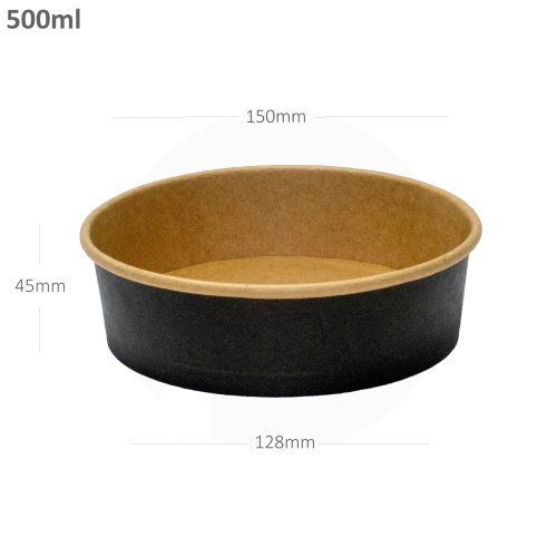 Black - 500ml Kraft Paper Salad Bowl 300/ctn
