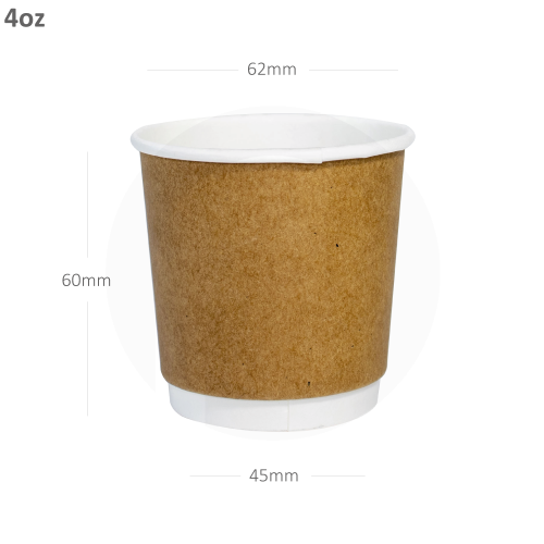 8oz Double Wall Kraft & White Paper Cup 500/ctn with White Lid