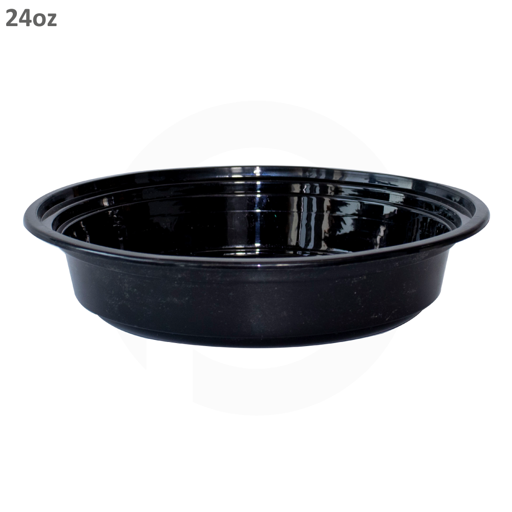 1000ml PP Plastic Round Black Bowl Clear Lid 200/ctn - MJDPAK