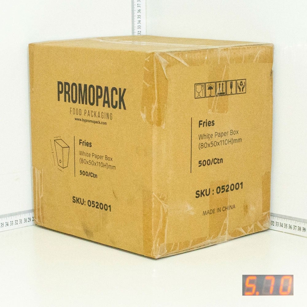 Fries White Paper Box mm 500/ctn - MJDPAK Disposables Food Packaging