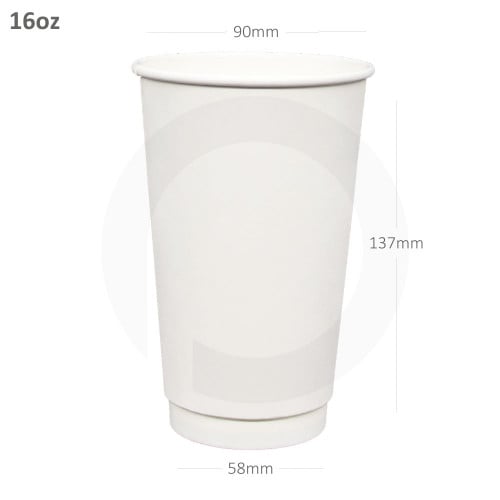 كوب قهوة 16 اونص ابيض طبقتين ورق ابيض 500 حبة