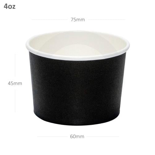 Black - 4oz White Paper Ice Cream Cup 1000/ctn