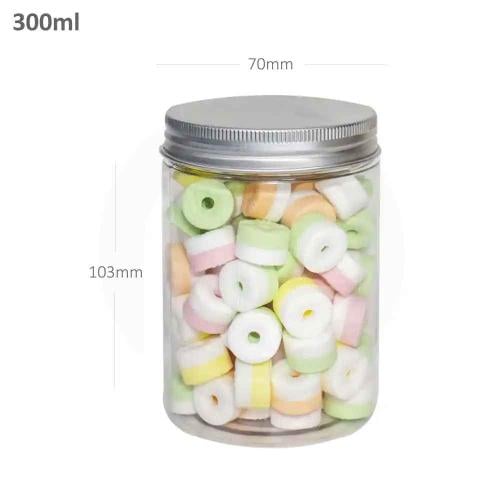 300ml/70mm PET Plastic Jar Alu Cap 100/ctn