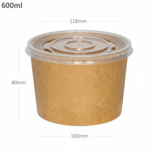 كوب شوربة 600 مل ورق كرافت  مع غطاء حراري 500 حبة
