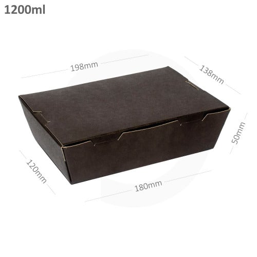 علبه طعام 1200 مل اسود ورق كرافت 200 حبة