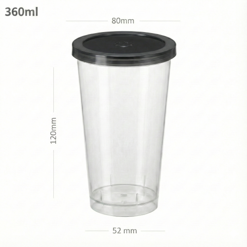 كوب عصير 360 مل بلاستيك حراري مع غطاء حراري 500 حبة