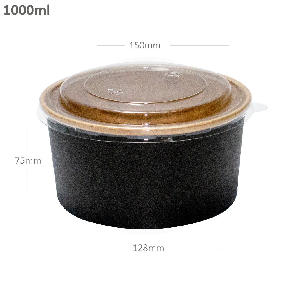 500ml/750ml/1000ml Kraft Salad Bowls with Lids