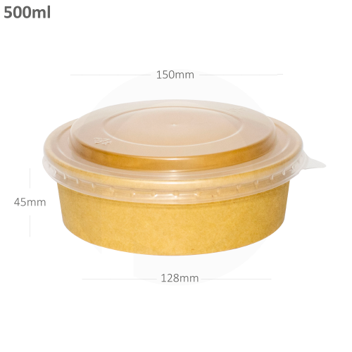 500ml/750ml/1000ml Kraft Salad Bowls with Lids