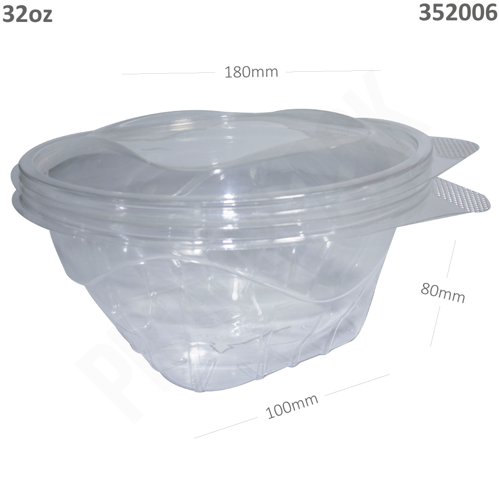 Transparent Pet Plastic Bowls With Lids, Plastic Salad Bowls