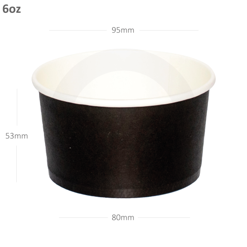 كوب ايس كريم 6 اونص اسود ورق ابيض 1000 حبة