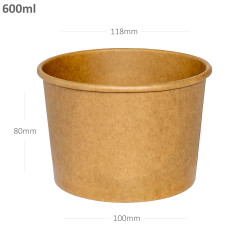 600ml Kraft Paper Soup Cup 500/ctn