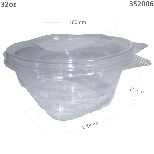 1000ml PP Plastic Round Black Bowl Clear Lid 200/ctn - MJDPAK