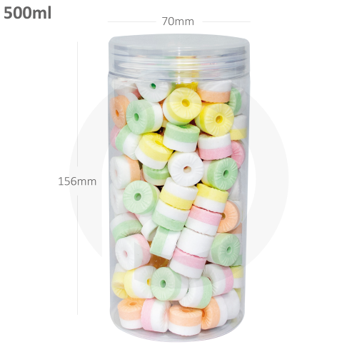 500ml/70mm PET Plastic Jar Clear PP Cap 100/ctn